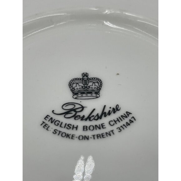 Berkshire English Bone China Blue Floral Double Handle Soup Bowl & Saucer Set - Picture 4 of 7